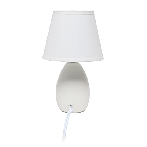 Simple Designs LT2009-OFF Mini Egg Oval Ceramic Table Desk Lamp, Off White , 5.51 x 5.51 x 9.45