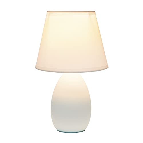 Simple Designs LT2009-OFF Mini Egg Oval Ceramic Table Desk Lamp, Off White , 5.51 x 5.51 x 9.45