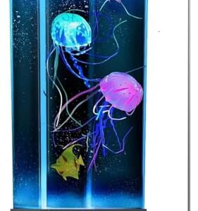COLORLIFE Electric Jellyfish Tank Table Lamp with Color Changing Light Gift for Kids Men Women Home Deco for Room Mood Light for Relax(Black)
