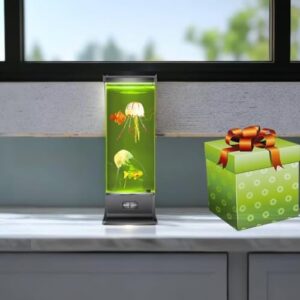 COLORLIFE Electric Jellyfish Tank Table Lamp with Color Changing Light Gift for Kids Men Women Home Deco for Room Mood Light for Relax(Black)