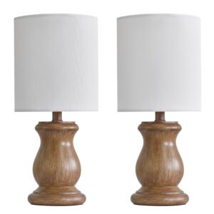 OYEARS 12.25" Small Table Lamp for Bedroom Living Room Simple Retro Wood Grain Farmhouse Bedside Lamps Suitable for Nightstand Children's Room or University Dormitory