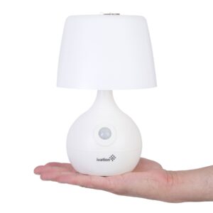 Ivation 12-LED Battery Operated Motion Sensing Table Lamp - Dual Color Range - Available Settings Include Manual & Automatic Motion & Light Sensing, White