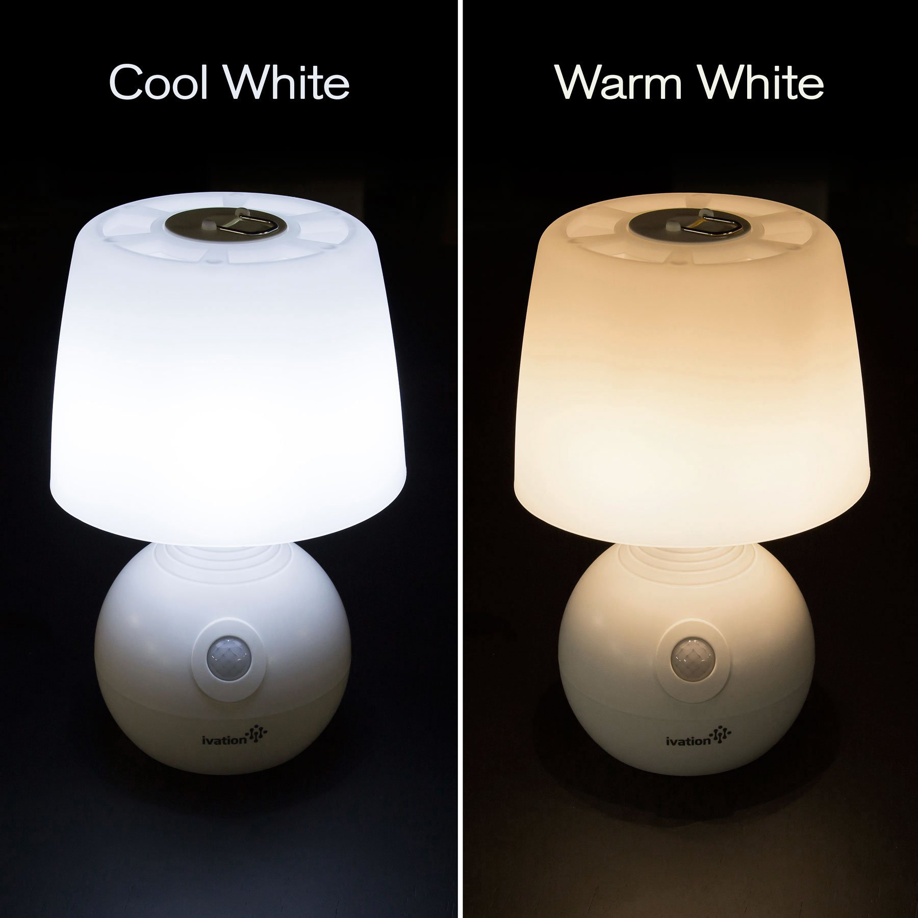 Ivation 12-LED Battery Operated Motion Sensing Table Lamp - Dual Color Range - Available Settings Include Manual & Automatic Motion & Light Sensing, White