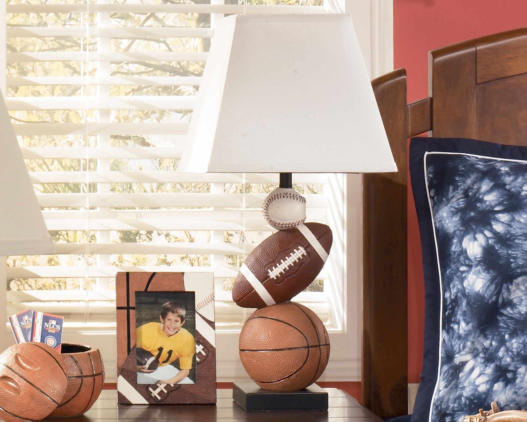 Signature Design by Ashley Nyx Youth 24" Baseball & Football Athletic Table Lamp, Brown & Orange