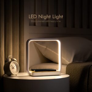 WILIT Bedside Lamp with Qi Wireless Charger, A13 Table lamp 3 Step Dimmable Touch Control Desk Lamp for for Living Room, Bedroom, Kids Room.