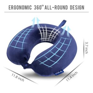 Fabuday Travel Pillow Memory Foam - Head Neck Support Airplane Pillow for Traveling, Car, Home, Office, Travel Neck Flight Pillow with Attachable Snap Strap Soft Washable Cover