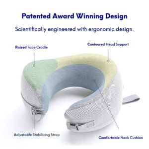 Cushion Lab Travel Pillow, Award-Winning Patented Ergonomic Design for Chin & Neck Support Memory Foam Neck Pillow, Compact Airplane Pillow for Traveling, Flight, Car (Gray, Medium)