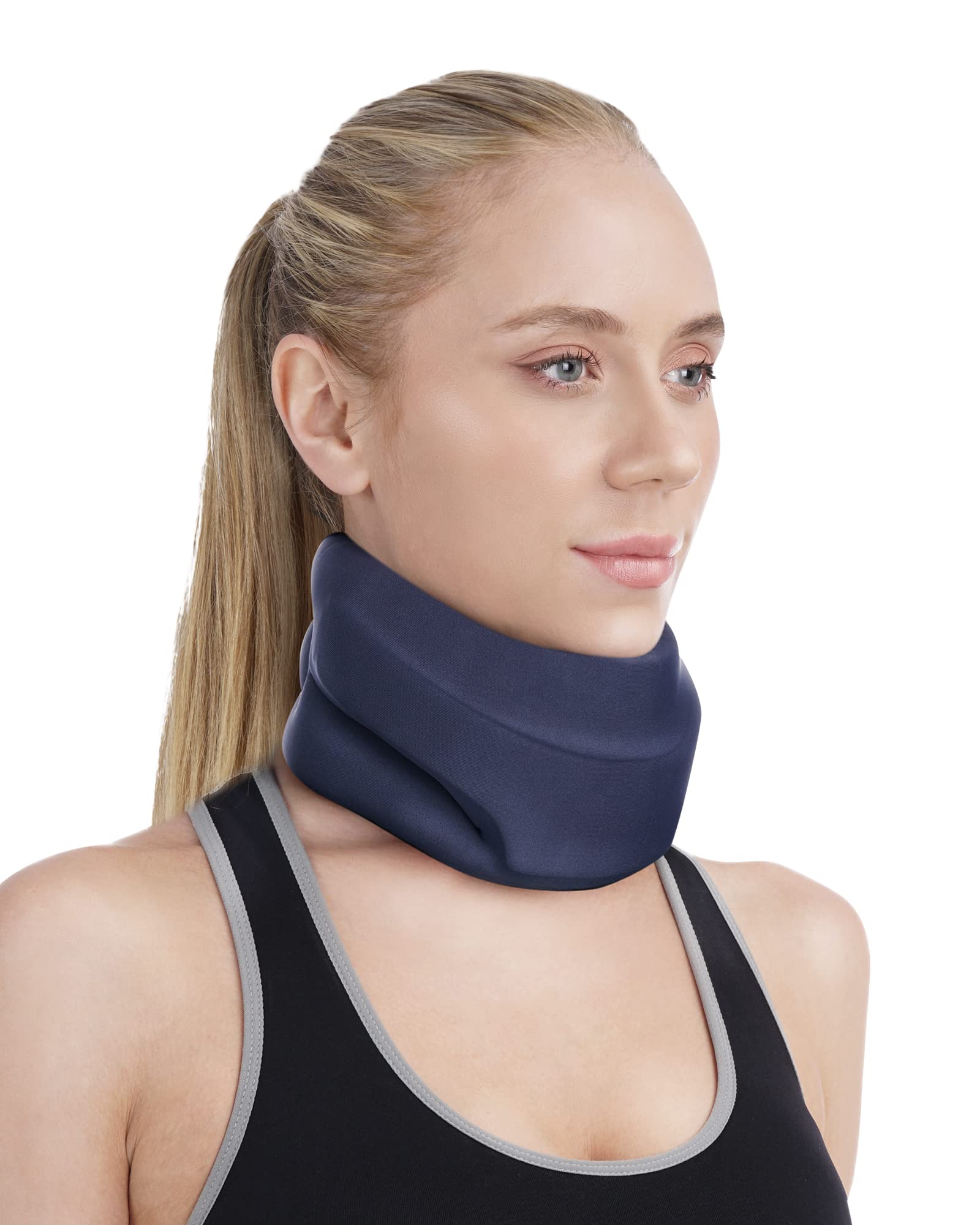 BLABOK Neck Brace for Sleeping - Cervical Collar Relief Neck Pain and Neck Support Soft Foam Wraps Keep Vertebrae Stable for Relief of Cervical Spine Pressure for Women & Men Blue(12.6-15.8 inch)