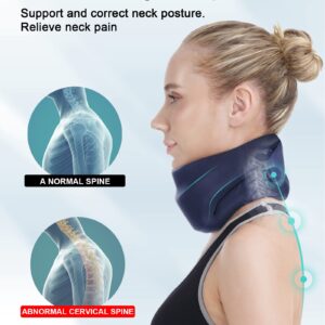 BLABOK Neck Brace for Sleeping - Cervical Collar Relief Neck Pain and Neck Support Soft Foam Wraps Keep Vertebrae Stable for Relief of Cervical Spine Pressure for Women & Men Blue(12.6-15.8 inch)