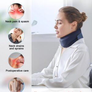 BLABOK Neck Brace for Sleeping - Cervical Collar Relief Neck Pain and Neck Support Soft Foam Wraps Keep Vertebrae Stable for Relief of Cervical Spine Pressure for Women & Men Blue(12.6-15.8 inch)