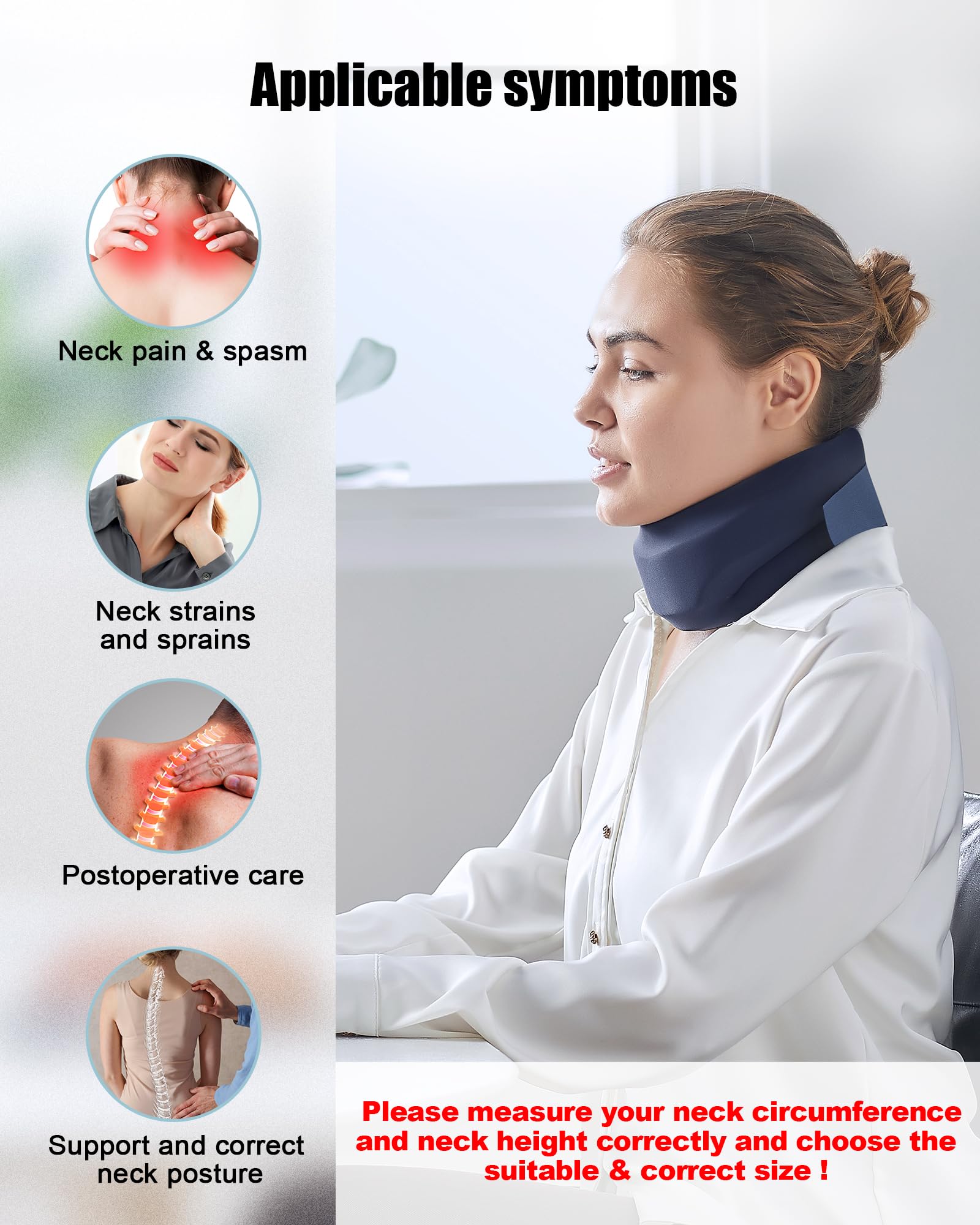 BLABOK Neck Brace for Sleeping - Cervical Collar Relief Neck Pain and Neck Support Soft Foam Wraps Keep Vertebrae Stable for Relief of Cervical Spine Pressure for Women & Men Blue(12.6-15.8 inch)