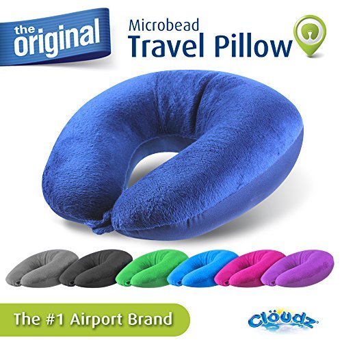 Cloudz Microbead Travel Neck Pillow,Polyester & Polyester Blend - Blue