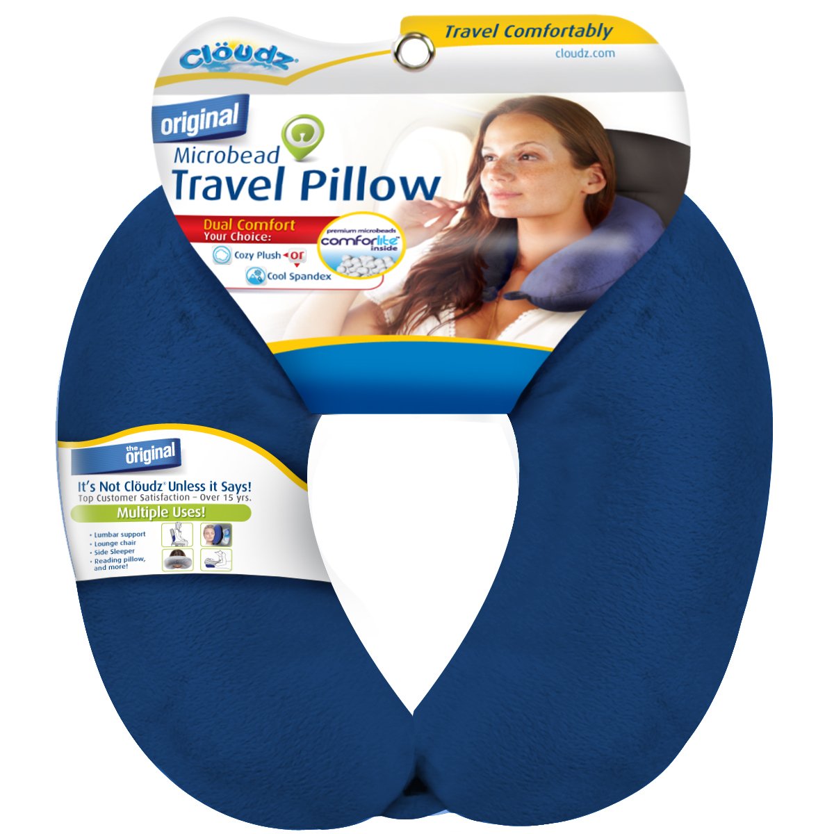 Cloudz Microbead Travel Neck Pillow,Polyester & Polyester Blend - Blue
