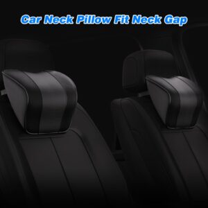 Heapany Car neck pillow for driving, Car Headrest Neck Support Cushion for Neck pain relief with adjustable strap, Comfortable Ergonomic Design 100% Memory Foam,Breathable Leather Cover Black.