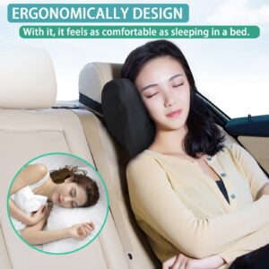 Super Soft Car Headrest Pillow, 100% Memory Foam Car Neck Pillow with Adjustable Strap & Breathable Removable Cover, Ergonomic Design - Travel Pillow Car Pillow for Neck/Back Pain Relief(Black, 1P)