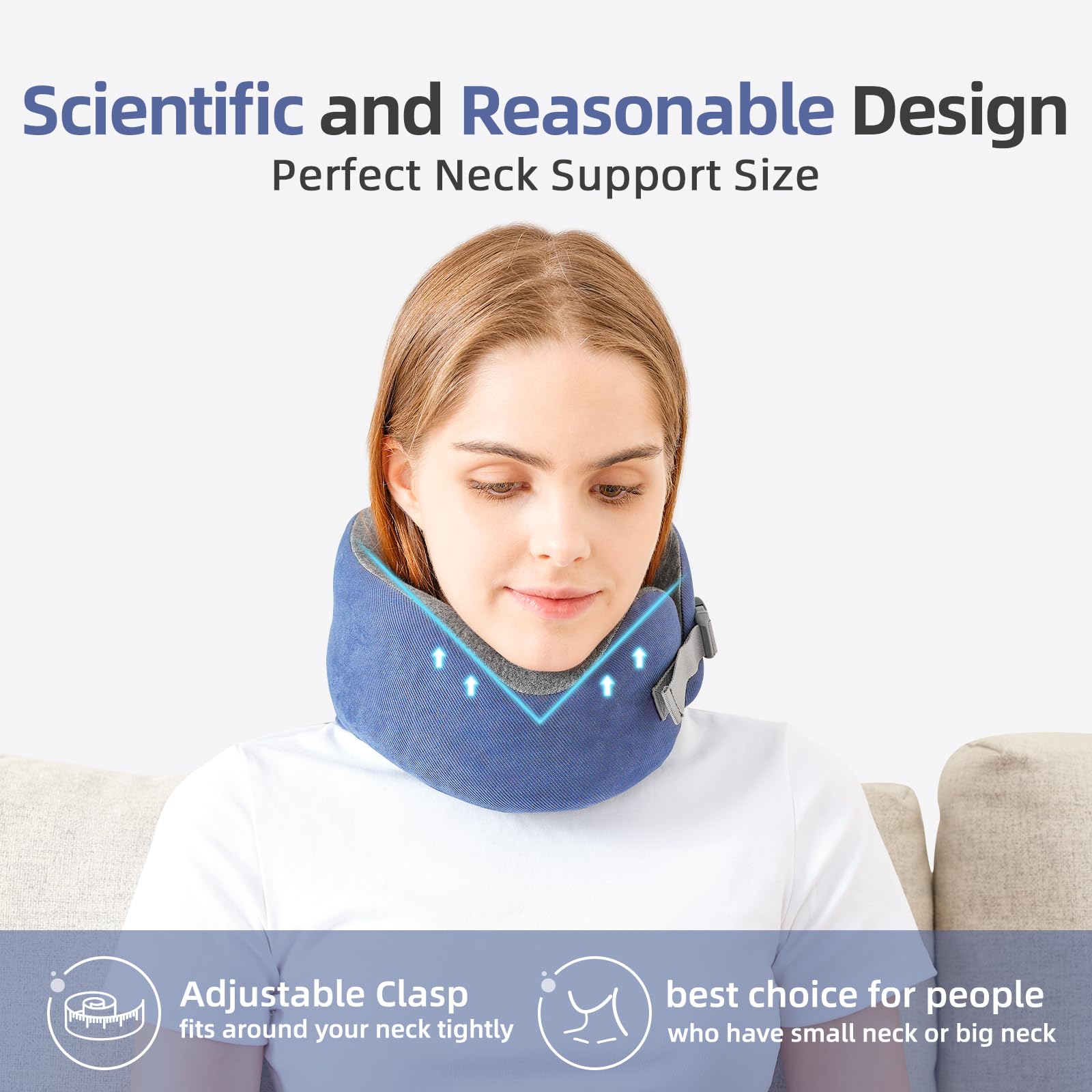 napz Travel Neck Pillow Memory Foam Neck Support, Cervical Pain Relief Contoured Pillows with Washable Cover & Adjustable Clasp for Traveling, Sleeping, Airplane, Car, Office