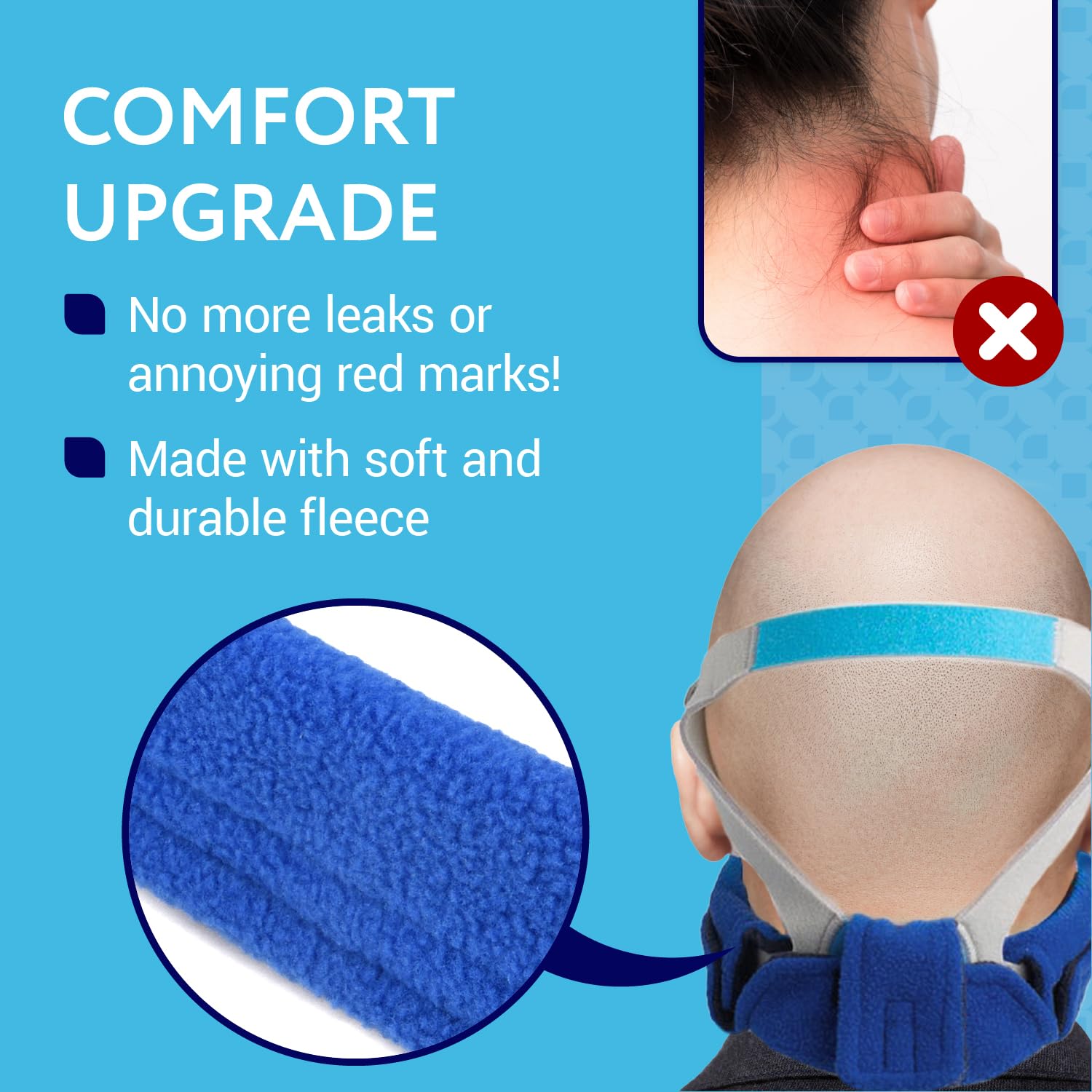 Impresa CPAP Neck Pad Cushions - Universal Headgear/Mask Head Strap Covers - Compatible with Resmed Airfit P10 / F20, Airtouch, Dreamwear and Many More Models - Reduces Face and Neck Irritation