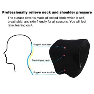 Crofy 2 Pack Car Neck Pillow, Softness Car Headrest Pillow for Driving with Adjustable Strap, 100% Memory Foam and Breathable Removable Cover, Comfortable Ergonomic Design (Black Side Rope)