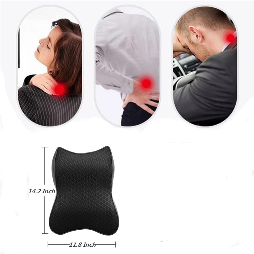 Car Seat Headrest Neck Rest Cushion, Car Seat Neck Pillow 100% Pure Memory Foam Neck Pillow with Breathable Removable Cover, Comfortable Ergonomic & Neck Pain Relief（14.17x11.8x3.9 in） (1 Pack, Black)