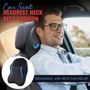 Car Seat Headrest Neck Rest Cushion, Car Seat Neck Pillow 100% Pure Memory Foam Neck Pillow with Breathable Removable Cover, Comfortable Ergonomic & Neck Pain Relief（14.17x11.8x3.9 in） (1 Pack, Black)