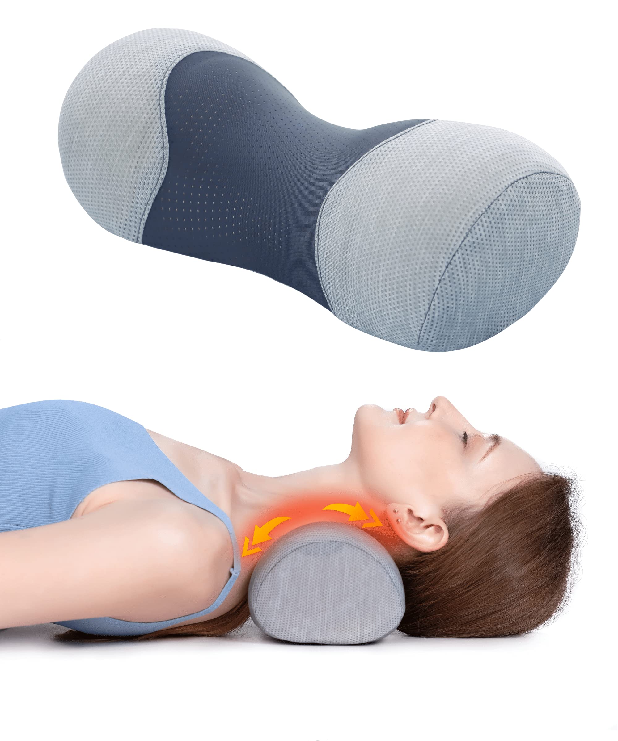Bespilow Say Goodbye to Neck Pain Small Neck Support Pillow,Cervical Neck Roll Memory Foam Pillow,Cervical Traction Device,Neck Pillows for Tension Muscle Relief,Neck & Shoulder Pain Relaxer