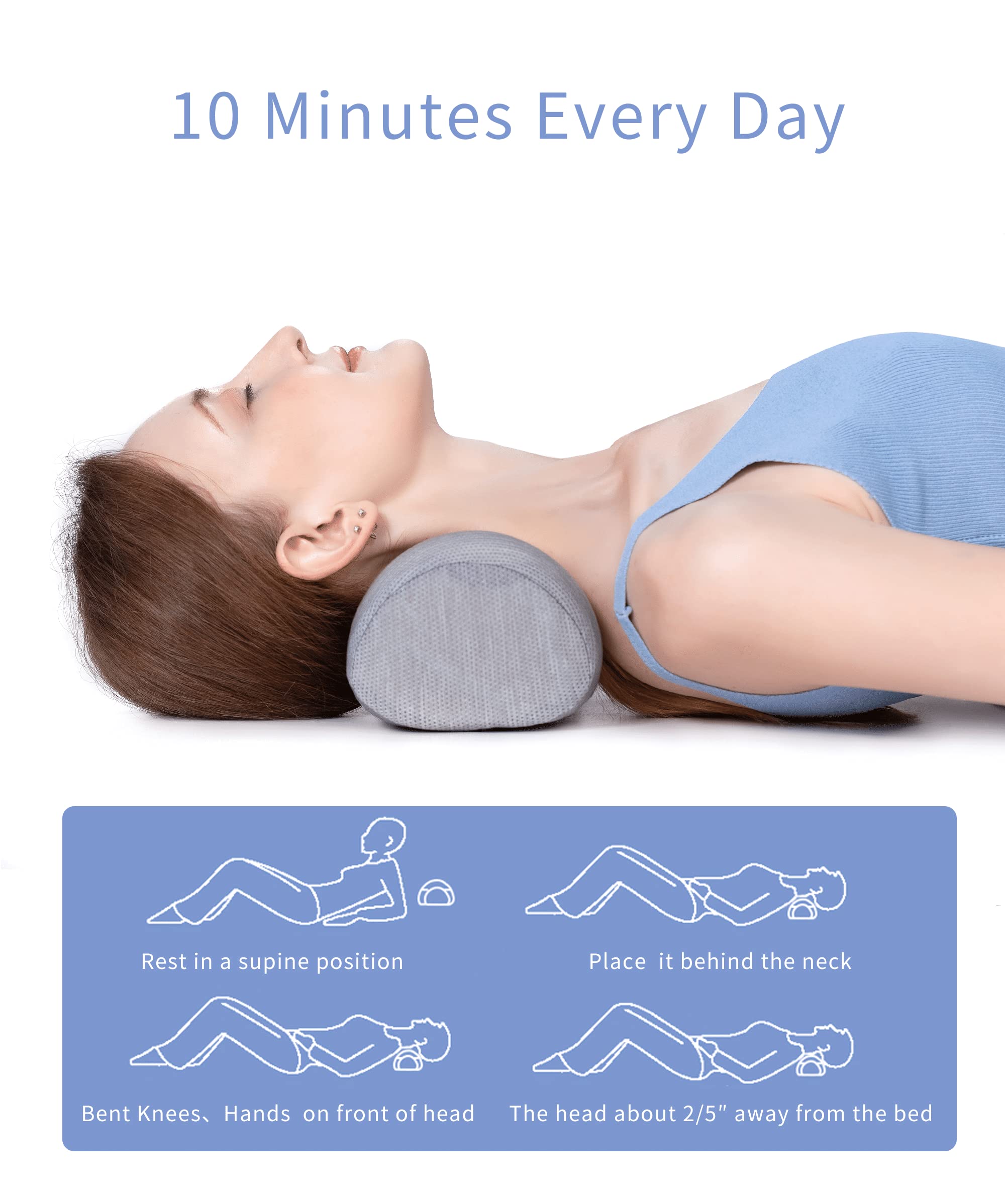 Bespilow Say Goodbye to Neck Pain Small Neck Support Pillow,Cervical Neck Roll Memory Foam Pillow,Cervical Traction Device,Neck Pillows for Tension Muscle Relief,Neck & Shoulder Pain Relaxer