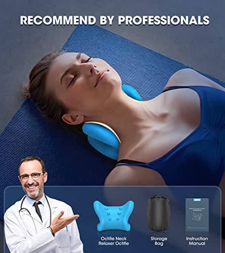 Octifie Odorless Neck Stretcher for Neck Pain Relief, Ergonomic Neck Cloud Cervical Traction Device Chiropractic Pillow for Spine Alignment, Neck and Shoulder Relaxer for TMJ Headache Muscle Tension