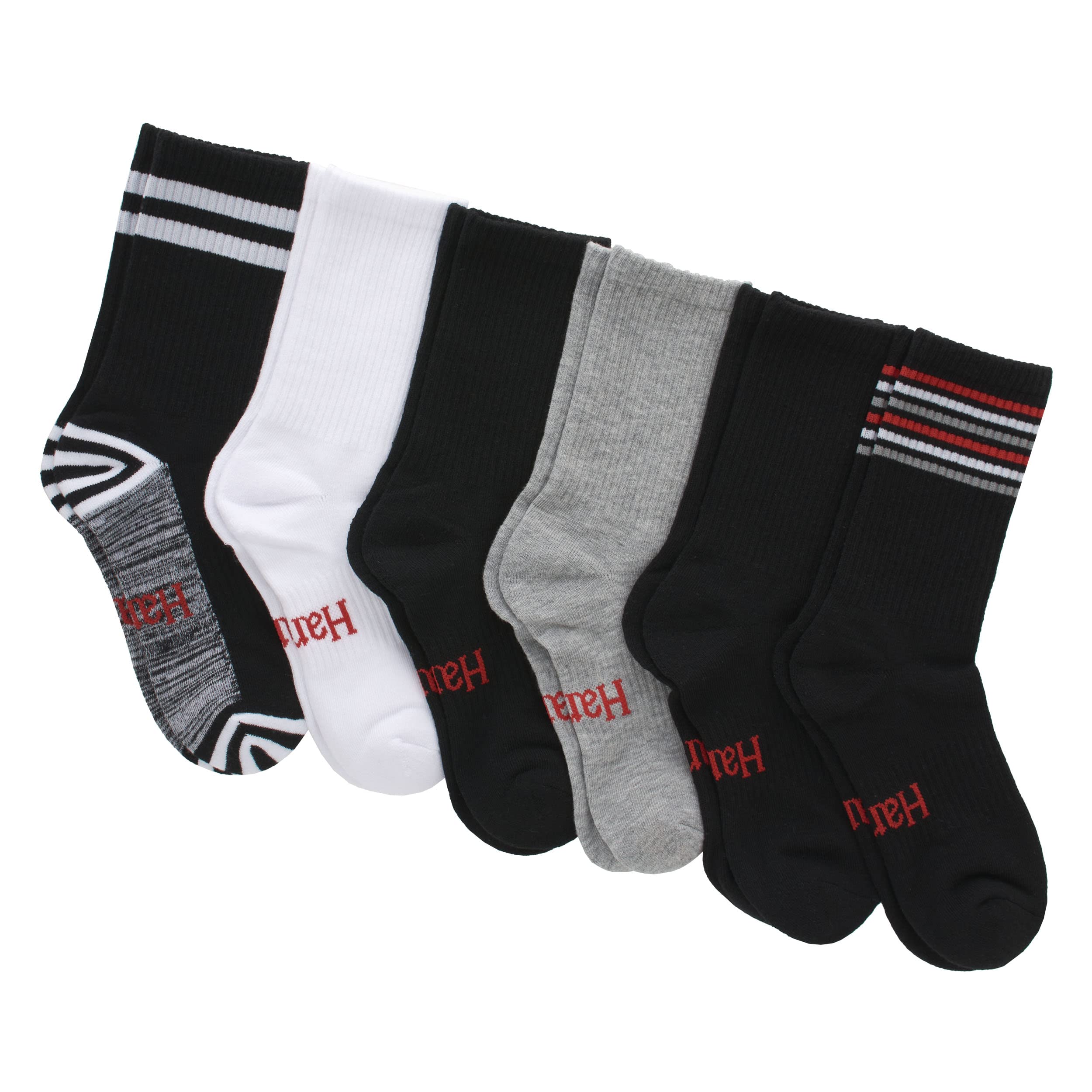 Hanes Originals Ultimate Women's, Ankle and No Show Socks, 6-Pack, Crew-Black White Stripe Assorted6 Pack, 5-9