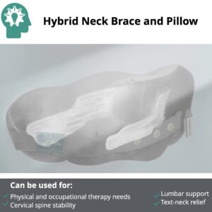 Chiropractic Neck Support Pillow - Cervical Collar - Neck Pain - Lower Back Lumbar Support - Memory Foam Travel Pillow - Grey