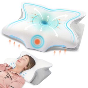 DONAMA Cervical Pillow,Contour Memory Foam Pillow Ergonomic Neck Support Pillow for Side,Back and Stomach Sleepers with Breathable Pillowcase