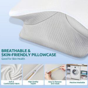 DONAMA Cervical Pillow,Contour Memory Foam Pillow Ergonomic Neck Support Pillow for Side,Back and Stomach Sleepers with Breathable Pillowcase