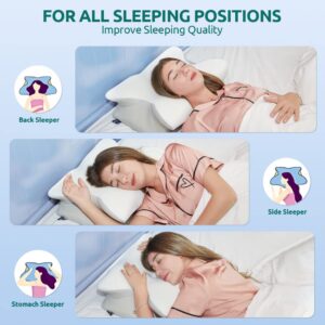 DONAMA Cervical Pillow,Contour Memory Foam Pillow Ergonomic Neck Support Pillow for Side,Back and Stomach Sleepers with Breathable Pillowcase