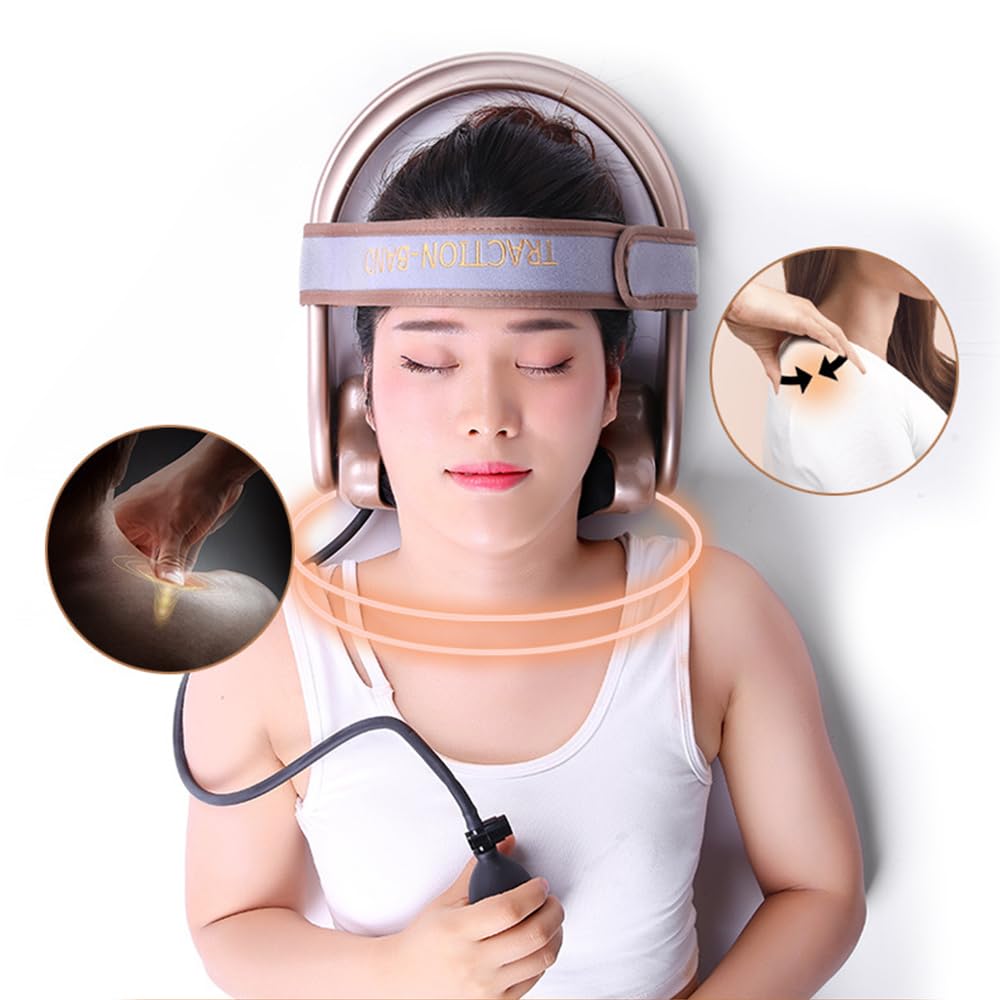 BailingDS Portable Neck Pillow for Neck Care Air Cushion Neck Traction Neck Pillow Portable Neck Neck Traction Device Cervical Neck Care Device Cervical Traction (Gold)