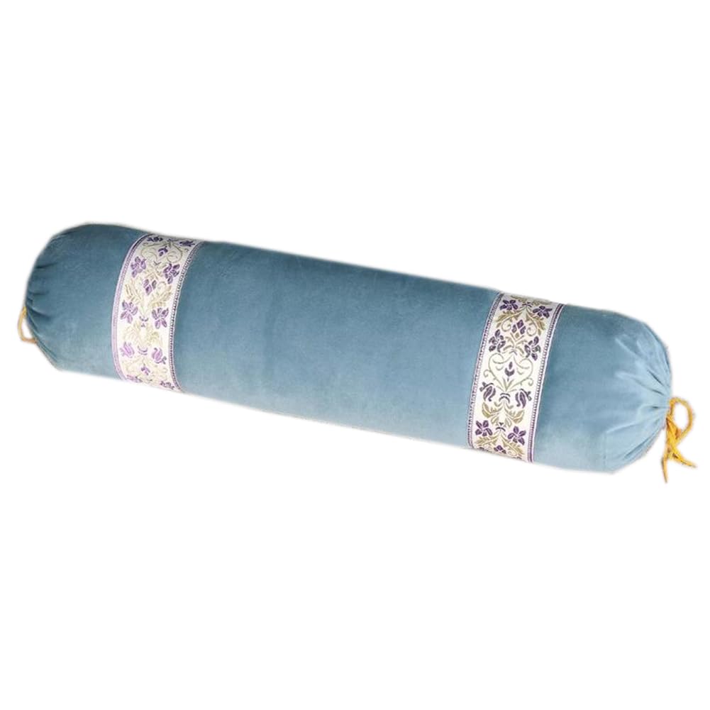 WeiWeiLee Creative Velvet Cylinder Bolster Pillow Soft Round Cervical Neck Roll Pillow Bed Long Bolster Pillows Knees Cushion (Blue, 60×16CM/23.6"×6.3")