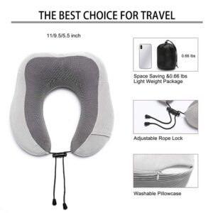 Travel Pillow, Memory Foam Neck Pillow with 360-Degree Head Support Comfortable Airplane Pillow with Storage Bag Lightweight Traveling Pillow for Sleeping, Car, Train, Bus and Home Use(Gray)