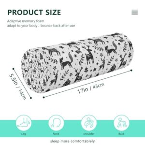 JUNZAN Christmas Forest Animals Bolster Pillow Yoga Neck Roll Pillow Decorative Round Pillow Throw for Sleep Posture Support Circular Pillow Cushion