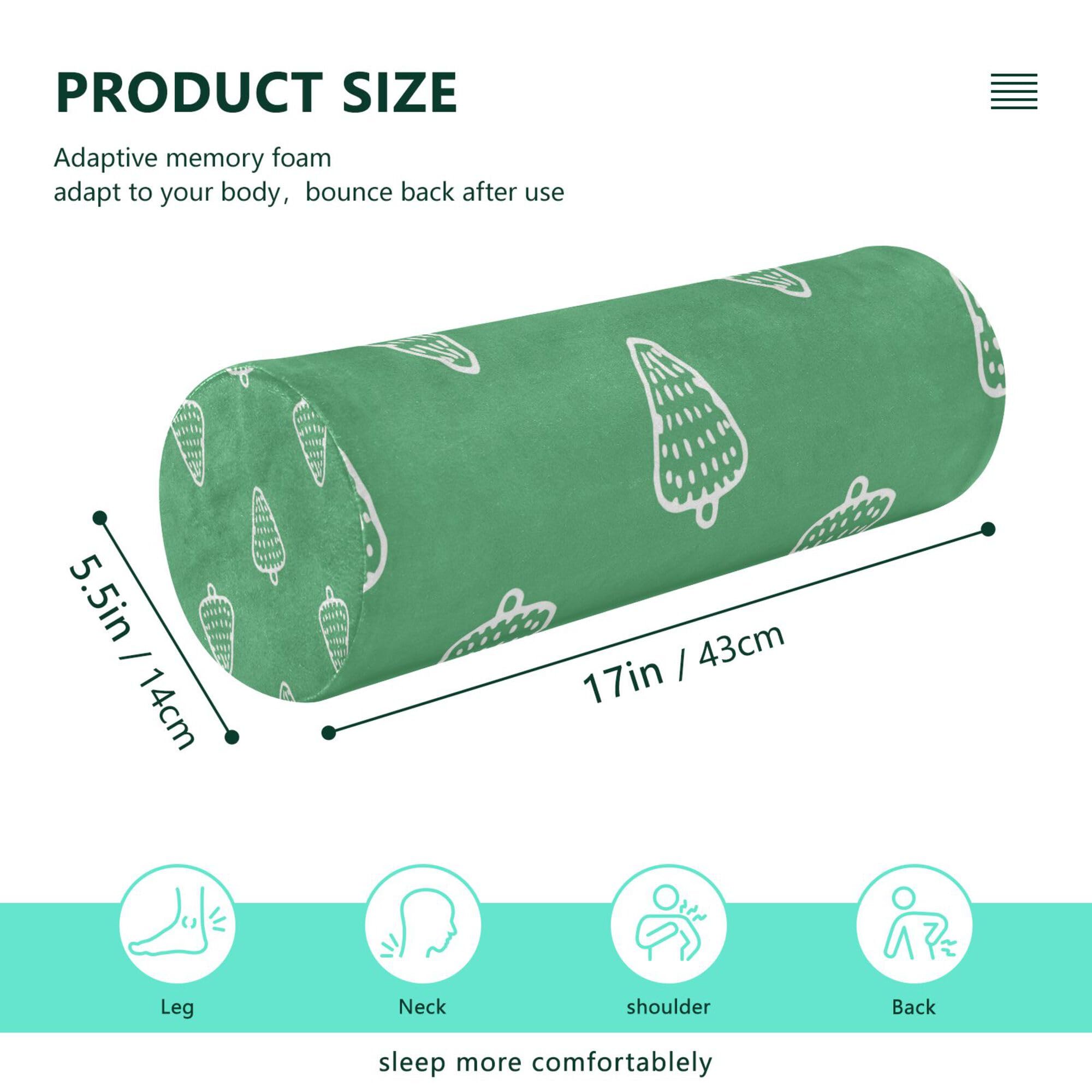 JUNZAN Christmas Tree Deep Green Decorative Bolster Pillows for Sofa Orthopedic Neck Roll Pillow Round Pillow for Chair for Neck Support Car Lumbar Roll Cushion