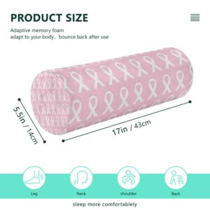 JUNZAN Ribbons on Pink Bolster Pillow for Couch Therapedic Neck Roll Pillow Round Pillow Insert 17 Inch for Back Support Pillow Round Foam Cushion