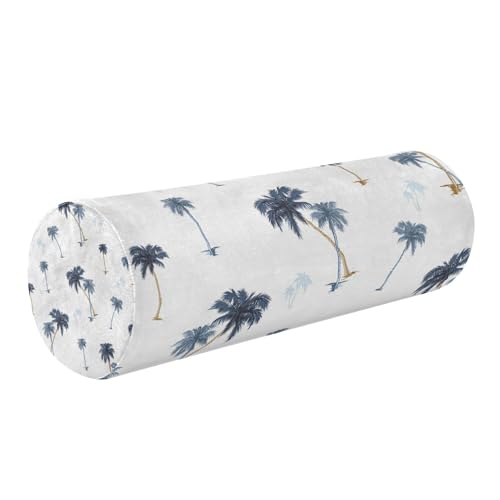 JUNZAN Topical Palm Trees Bolster Pillows for Bed Cylinder Neck Roll Pillow Round Pillows for Chairs for Cervical Support Neck Cushion