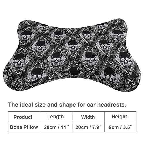 MZERSE Car Neck Pillow 2 Pieces Travel Pillow Compatible with Black Peony Rose Flowers Dead Skulls for Head Rest Neck Support Head Cushion Support for Car Seat Airplanes Sleeping