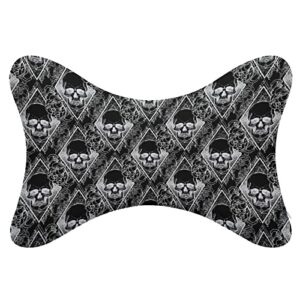 MZERSE Car Neck Pillow 2 Pieces Travel Pillow Compatible with Black Peony Rose Flowers Dead Skulls for Head Rest Neck Support Head Cushion Support for Car Seat Airplanes Sleeping