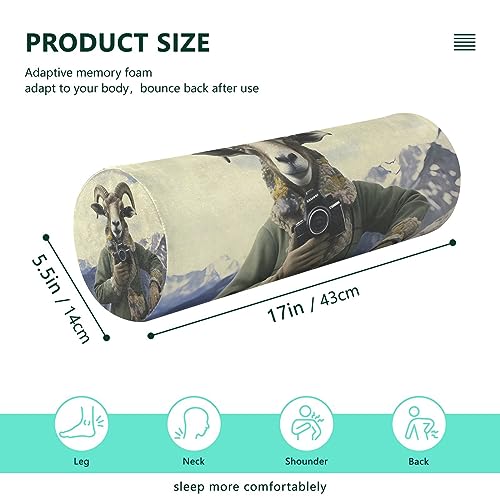 Photo Gray Bolster Pillows for Bed Decorative Neck Roll Pillow Outdoor Round Pillows Pillow Cylinder Decorative Round Pillow Covers with Zipper