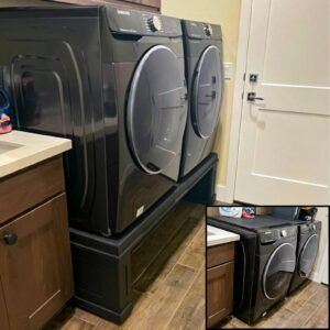 washer & dryer pedestal | made in the usa | this is the ultimate solution for laundry room organization | designed for all appliances & popular brands whirlpool, ge, samsung, lg (gloss white)
