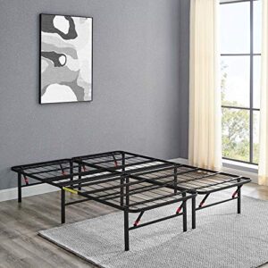 Amazon Basics Foldable Metal Platform Bed Frame with Tool Free Setup, 14 Inches High, Sturdy Steel Frame, No Box Spring Needed, King, Black