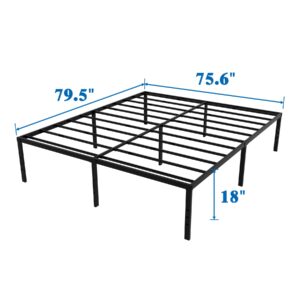 Caplisave King Size Bed Frame Metal Platform, Max 3500lbs Heavy Duty Metal Slat Support, 18 Inch High Underbed Storage King Bed Frames, Easy Assembly, No Box Spring Needed, Black