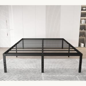 chezisam king size metal bed frame 14 "high heavy duty platform bed can support 3500lbs no box spring needed with under bed storage space easy assembly non-slip and noiseless black