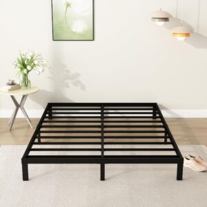 diaoutro 9 inch california king bed frames heavy duty low profile metal platform no box spring needed mattress foundation, easy to assembly, noise free, black