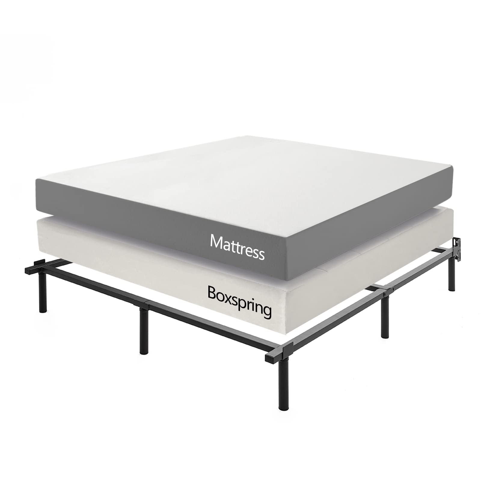 Mofesun Metal Bed Frame King - Black Metal Platform Bed 9-Leg Base, Tool Free Easy Assembly for Box Spring and Mattress (King)