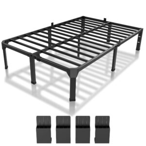 Superay 14 Inch Metal King Size Bed Frame with Mattress Slide Stopper - Double Black Basic Steel Slats Platform, Easy Assembly Heavy Duty Noise Free Bedframes, No Box Spring Needed