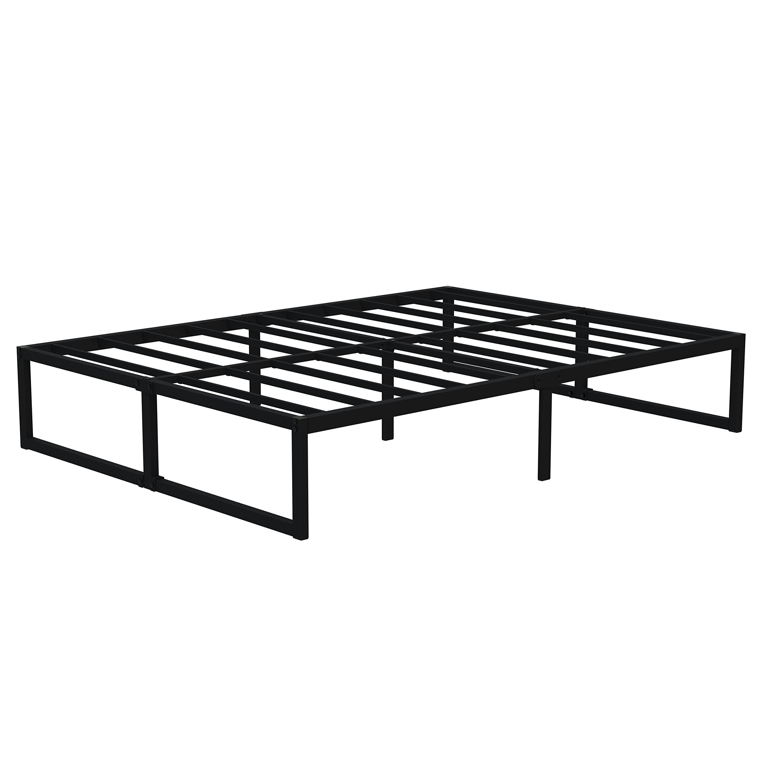 Lutown-Teen 16 Inch King Size Bed Frame Sturdy Mattress Foundation, Heavy Duty Metal Platform with Steel Slats Support No Box Spring Needed, Noise Free, Easy Assembly, Black